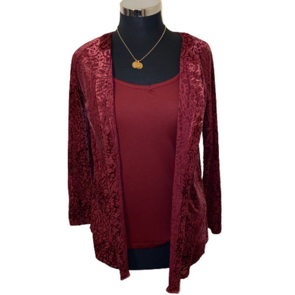 🆕Intro. Stretch Petite Burgandy Top size PM - Picture 4 of 9